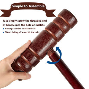 Maillets en bois de caoutchouc de taille réglementaire de 32 pouces Kit de croquette pour 8 joueurs avec ensemble de <span class=keywords><strong>croquet</strong></span> de luxe de 35 pouces pour adultes - Product Image 3