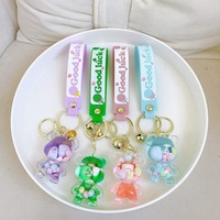 Porte-clés ours lumineux en acrylique et huile dans une bouteille, pendentif de sac, logo personnalisé, porte-clés ours en peluche Bubble Tea