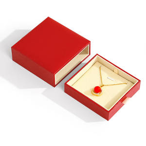 Supplier Customizable Logo High-end Red Leatherette Paper Drawer <b>Jewelry</b> Set <b>Boxes</b> for Ring Pendant Necklace Bracelet Wedding - Product Image 6