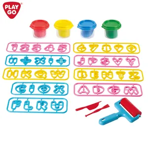 لعبة الطين الملون PLAYGO LETTER DOUGH KIT لعبة قطع الطين والصمغ بالأحرف والأرقام/لعبة عجينة مخصصة