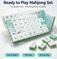 Juego de Mahjong Artesanal de Acrílico Cristalino, Fichas de Mahjong Estilo Oceánico Americano para Diversión en la Casa de Playa