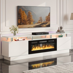 Modern <strong>Electric</strong> <strong>Fireplace</strong> <strong>TV</strong> <strong>Stand</strong> for <strong>TVs</strong> up to 80 Inch, with Electronic Flame and LED Lights for Living Room - Product Image 2