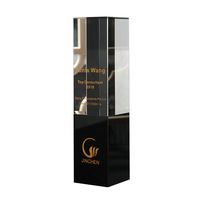 Trophée en cristal noir haut de gamme personnalisé gravé pour présentation annuelle, artisanat en cristal de qualité supérieure fait main, autres objets en cristal de qualité supérieure