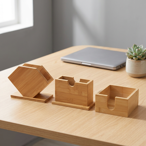 Boîte à mouchoirs en bambou moderne, design carré, pour la maison et le bureau - Product Image 4