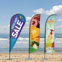 Drapeaux de plage en forme de larme et d'événements d'affaires en plein air promotionnels personnalisés Kit de mât de drapeau à plumes avec piquet au sol