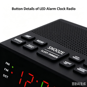 <span class=keywords><strong>Radio</strong></span>-réveil numérique LED AM/FM avec haut-parleur intégré, alimentation par piles ou secteur, pour chevet, avec fonction snooze, vente en gros - Product Image 5