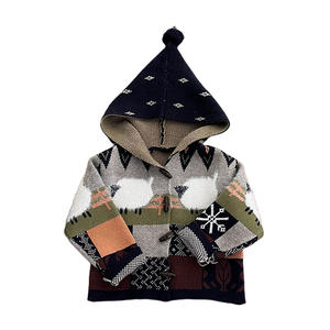 Vêtements pour bébé en acrylique de style coréen, printemps automne, garçons filles, manteau tricoté rétro, ensemble tendance deux pièces pour garçons - Product Image 5