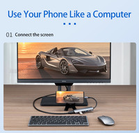 Hub USB de Supervelocidad USB-C de 3 Puertos, Adaptador 5 en 1 para Computadora Portátil y Teléfono Móvil, Hub USB 4K 30Hz