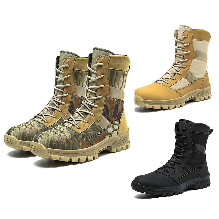 Factory Wholesale Fashion Large Size High Top Men's Field Rubber Military Shoes Boots