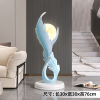 Grande Sculpture Décorative en Plumes, Lampe LED sur Pied d'Ambiance, Artisanat d'Art, Accessoires de Maison, Cadeau de Crémaille pour Nouvelle Maison