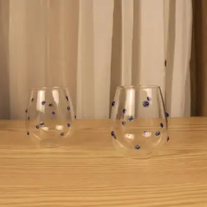 クリエイティブブルー不規則なドットデザインガラスカップかわいいセンスバブル水/ミルクジュース/ワインショットメガネギフト用 - Product Image 5