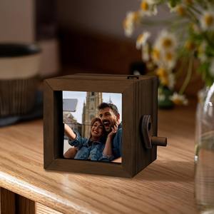 Album Custom Hand-crank Flipbook Box Album with Light Personalized Flip <b>Book</b> Photo Frame Custom Hand-cranked Wooden Animation - Product Image 2