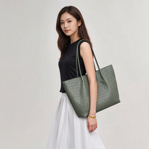 Nouveau sac fourre-tout en cuir PU tissé pour femmes, grande capacité, imperméable et style vintage, sac à main multi-usages pour le shopping/les voyages - Product Image 6