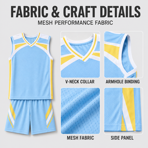 Aangepaste basketbaluniform voor jongeren, ademende mesh-set met V-hals, mouwloos shirt en korte broek voor kinderen, voor basketbaltoernooien. - Product Image 4