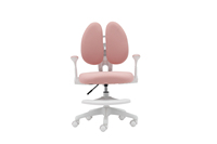 Chaise d'étude pour enfants blanche pliable en plastique avec protection dorsale double, base pivotante et accoudoirs relevables pour l'apprentissage à domicile