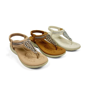 <span class=keywords><strong>Sandali</strong></span> QKQ con strass a grappolo e cinturino intrecciato, da donna, con zeppa bassa, slingback, stile boho, comodi per l'estate - Product Image 5