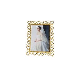 Cadre photo en métal doré à motif floral de style européen, centre de table de mariage, cadre photo en métal fait à la main