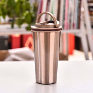 Stainless Steel Tumbler Vacuum Insulated Travel Mug With Lid Minimalist Design Straight Cup For <b>Hot</b> Cold <b>Drinks</b> - Product Image 4
