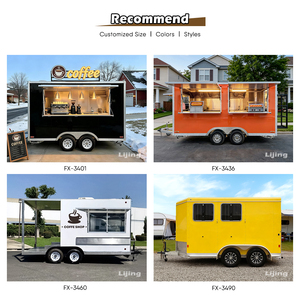 JINLIJING Imbisswagen, Bar Mobile, Grill BBQ, Remorque Alimentaire avec Porche Entièrement Équipée, Rôtissoire à Poulet, Four à Pizza, <span class=keywords><strong>Camion</strong></span> Alimentaire - Product Image 5