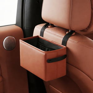 Bote de Basura Portátil para Auto, de Cuero, Impermeable, Plegable, para Colgar en el Asiento Trasero, Multifuncional, Marca YECAI - Product Image 6