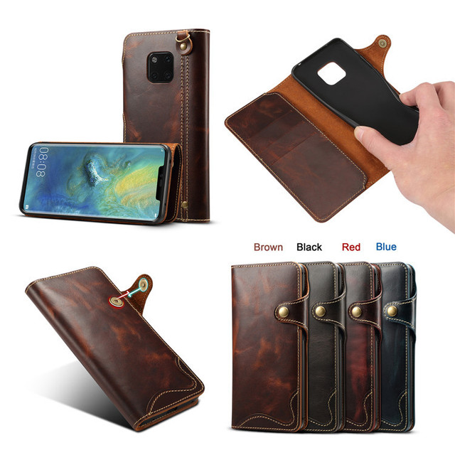 Denior Genuine Leather Flip Wallet Phone Case Camera Protector Screen Protector for Note 20/10 Series (4 Card Slots)