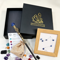 Ensemble de baguettes magiques en cristal des 12 signes du zodiaque, pierres naturelles polies, cadre d'affichage des constellations, coffret cadeau en cristal pour rituels spirituels et méditation