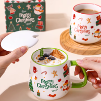 Cadeaux de Noël : Vaisselle en Porcelaine Fine Imprimée de Haute Qualité, Thème Renne, Flocon de Neige et Père Noël, Écologique et Compatible Lave-Vaisselle