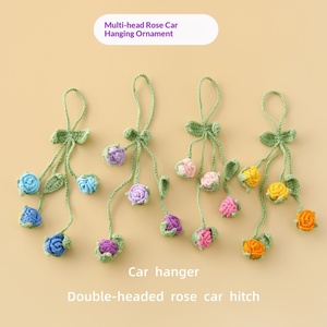 Pour TK TSLZ-20221580 Décoration mignonne pour rétroviseur de voiture en forme de rose multi-têtes tricotée à la main - Product Image 2