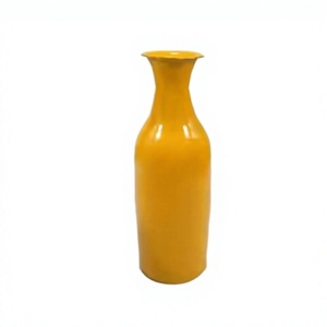 Handcrafted Made in India Bulk Quantity Wholesale Home & Garden Decorative Metal Flower <b>Vase</b> With Yellow Powder Coated Finished - Product Image 1