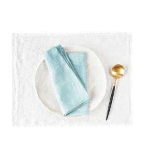 Serviettes en lin pur lin multicolore pierre en gros français belge rayure Plaid lavage 100 pour cent à la main Opp sac moderne doux - Product Image 6