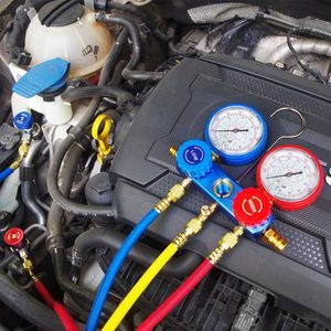 4-वे एयर कंडीशनिंग कई गुना गेज सेट ऑटोमोटिव होम एचवीएसी डायग्नोस्टिक रेफ्रिजरेटर चार्ज <span class=keywords><strong>r134a</strong></span> रेफ्रिजरेटर - Product Image 2