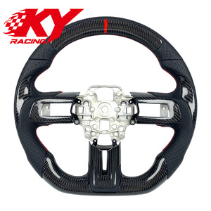 Volant en fibre de carbone personnalisé haut de gamme pour Ford Shelby <span class=keywords><strong>V8</strong></span> Super Snake Mach1 <span class=keywords><strong>Mustang</strong></span> S550 GT350 GT500 Coupé 2015-2023 - Product Image 1