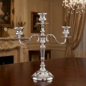 Handmade Durable 5 Head Iron 3 Branch Embossed Taper Christmas Candelabra <b>Candlestick</b> Holder <b>Glass</b> Container Religious Use - Product Image 1