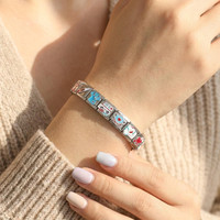Nouveau Bracelet Modulaire en Acier Inoxydable de 9 mm, Style Italien, Série Soins Médicaux Colorée, en Forme de Cœur, à Souder Soi-même