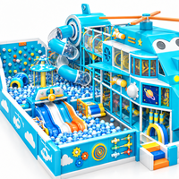 Structure de jeu intérieure pour enfants sur le thème de l'hélicoptère, avec piscine à balles, toboggan et tunnel en spirale, fabrication directe d'usine