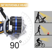 Lampe frontale super lumineuse à 8 LED rechargeable par USB 8000 lumens Lampe de poche à 8 modes Étanche Faisceau réglable Clip de casque portable
