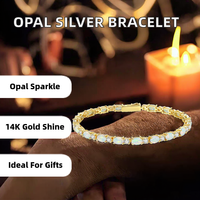 Bracelet tennis géométrique ovale 4*6mm en opale de feu blanche, pierre précieuse tendance plaqué or 14K, cadeau d'anniversaire
