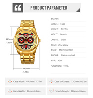 SKMEI 9386 chinois traditionnel Kylin Lion danse cadran classique Culture dessin animé propagation personnalisé analogique or hommes montre à Quartz