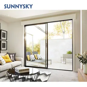 Sunnysky Hot Sell Sliding Door Main Entry Double Glazed Aluminium Balcony Glass Custom Made Modern Villa Foldable Customized
