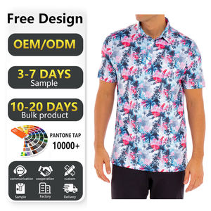 Golf de lujo personalizado para camiseta de polo Transpirable 88% Poliéster 12% Spandex Ajuste de gran tamaño con patrón de impresión y muestra de logotipo - Product Image 1