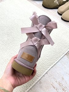 Bottes de neige mi-mollet pour <span class=keywords><strong>femme</strong></span>, doublure polaire chaude, avec double nœud coloré, antidérapantes, tendance – Cadeau de Noël très prisé - Product Image 5