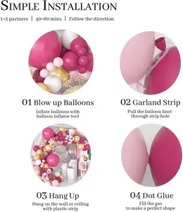 Juego de arco de globo de mariposa rosa para boda <span class=keywords><strong>Baby</strong></span> Shower cumpleaños y decoraciones para fiesta de graduación - Product Image 4