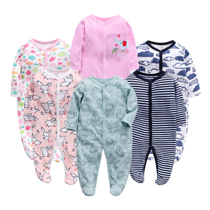Vêtements pour bébés nouveau-nés en gros, 42 couleurs, combinaison en tricot unisexe pour bébé, barboteuse à manches longues imprimée en coton - Product Image 3