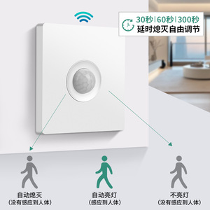 สวิตช์เซ็นเซอร์ร่างกายมนุษย์อัจฉริยะ 86 ประเภท 10A 220V ติดผนังอลูมิเนียมอินฟราเรดหน่วงเวลาสำหรับไฟบ้าน - Product Image 3