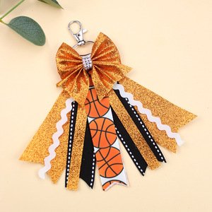 Porte-clés nœud sportif scintillant avec centre en strass, breloque de sac nœud de cheerleading pour les fans de football, basketball, soccer, <span class=keywords><strong>volley</strong></span>-ball - Product Image 2
