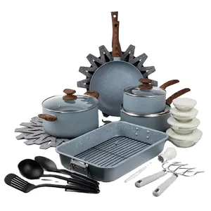S-9820 28pcs aluminum alloy cookware set with normal G type glass lid