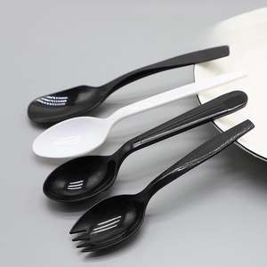 Cucharas de Plástico Desechables Biodegradables Personalizadas, Juego de Cubiertos de Plástico Desechables con Mango Largo y Grueso, Cuchara y Tenedor de Plástico - Product Image 3