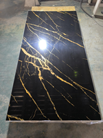 Revêtement mural intérieur pour villa de luxe, plaque de marbre PVC haute brillance, panneau SPC UV avec texture marbre