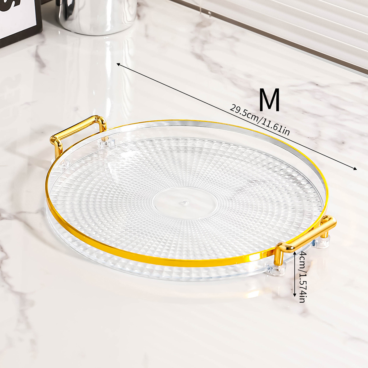 [couleur transparente]assiette ronde à motif losanges - avec bord doré