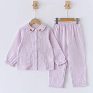 <span class=keywords><strong>Pyjama</strong></span> pour filles en coton pur, printemps-automne, dessin animé, vêtements de nuit pour enfants, manches longues, double couche, respirant - Product Image 6